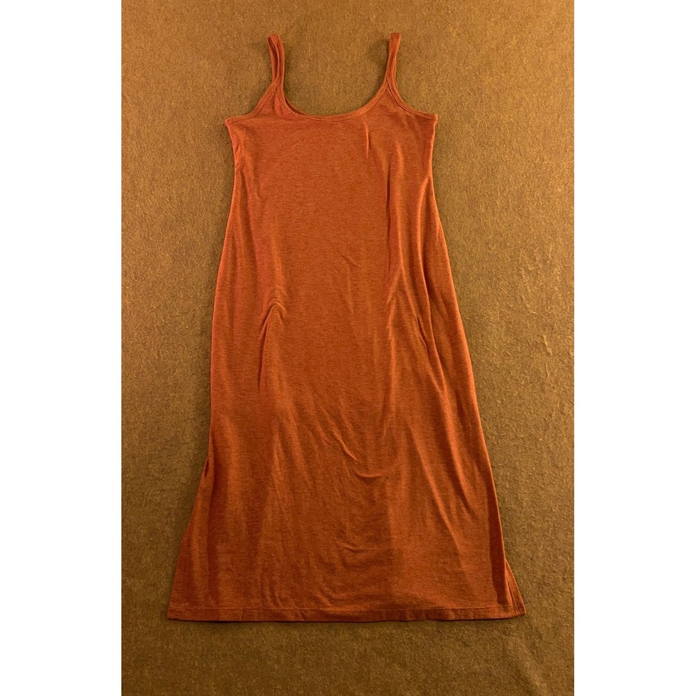Beyond Yoga Womens Medium Orange Heather Scoop Neck Midi Tank Dress New